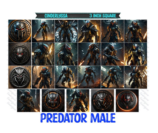 3 inch Square: Predator Male Theme Cardstock/Picture With Beveled Edge Silicone Mold, Aroma Bead Molds, Car Freshener Mold