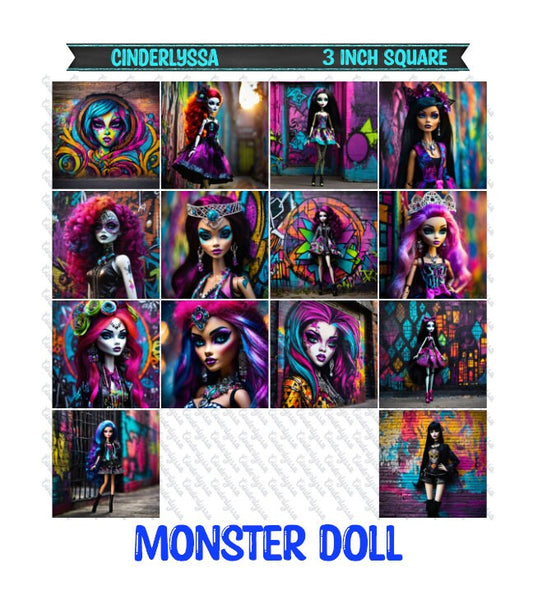 3 inch Square: Monster Doll Theme Cardstock/Picture With Beveled Edge Silicone Mold, Aroma Bead Molds, Car Freshener Mold