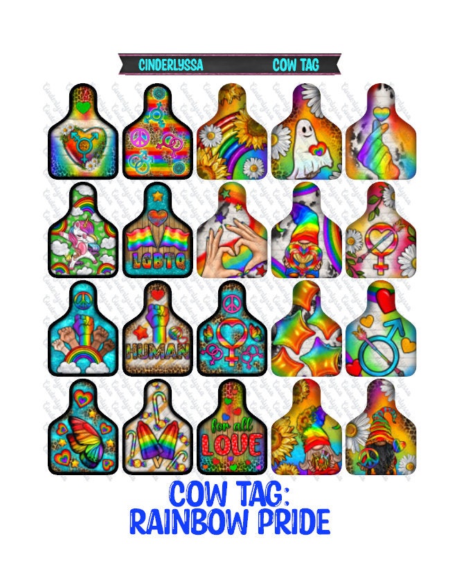 Cow Tag: Rainbow Pride Theme Silicone Mold, Aroma Bead Molds, Car Freshener Mold, Car Freshies, Premium Cardstock Images