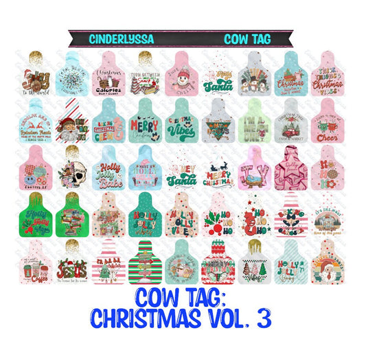 Cow Tag: Christmas Vol. 3 Theme Silicone Mold, Aroma Bead Molds, Car Freshener Mold, Car Freshies, Premium Cardstock Images
