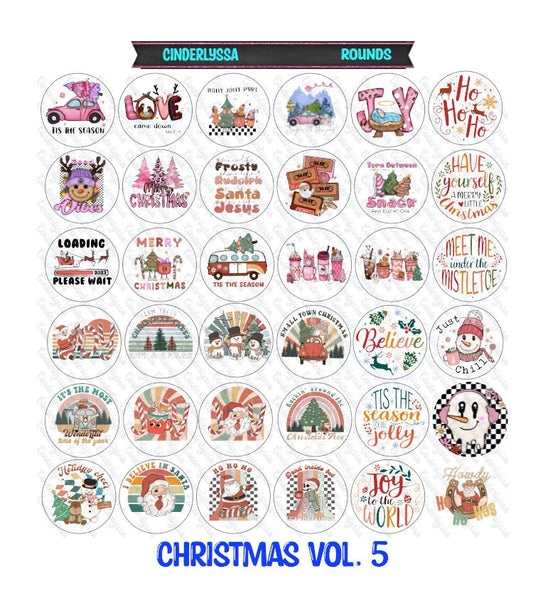 3 inch Round Christmas Vol. 5: Cardstock Only for freshies -NO MOLD for Aroma Bead Molds, Car Freshener, Premium Cardstock Images