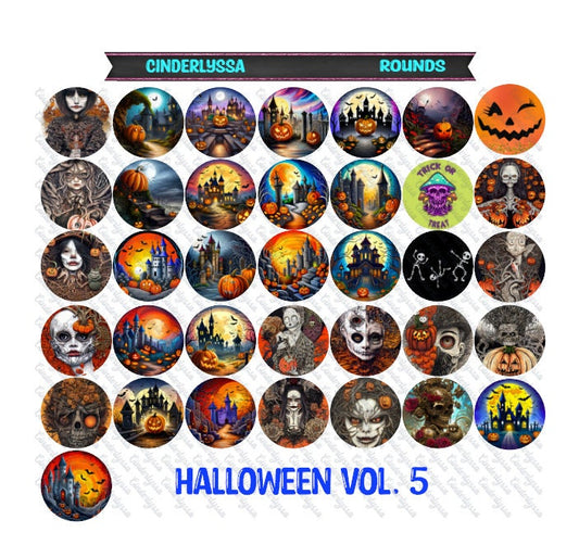 3 inch Round Halloween Vol. 5: Cardstock Only for car freshies - NO MOLD for Aroma Bead Molds, Car Freshener, Premium Cardstock Images