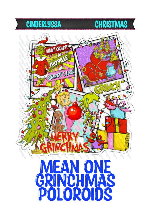 Mean One Grinchmas Polaroids: Christmas with Tree & Santa Suit and Bag of Toys Silicone Mold,Aroma Bead Molds,Car Freshener Mold,Car Freshie