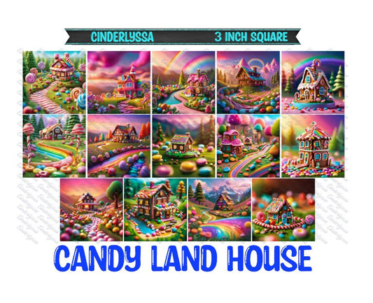 3 inch Square: Candy Land House Theme Cardstock/Picture With Beveled Edge Silicone Mold, Aroma Bead Molds, Car Freshener Mold
