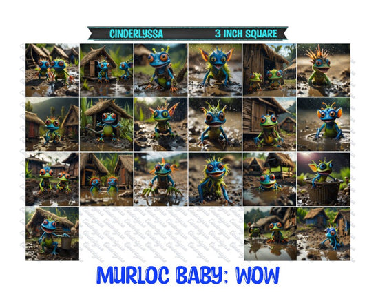 3 inch Square: Murloc Baby - WoW Cardstock/Picture With Beveled Edge Silicone Mold, Aroma Bead Molds, Car Freshener Mold
