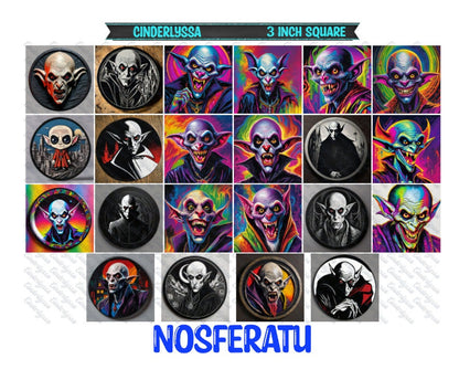 3 inch Square: Nosferatu Theme Cardstock/Picture With Beveled Edge Silicone Mold, Aroma Bead Molds, Car Freshener Mold