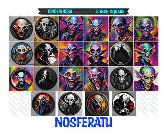3 inch Square: Nosferatu Theme Cardstock/Picture With Beveled Edge Silicone Mold, Aroma Bead Molds, Car Freshener Mold