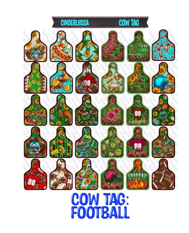 Cow Tag: Football Theme Silicone Mold, Aroma Bead Molds, Car Freshener Mold, Car Freshies, Premium Cardstock Images