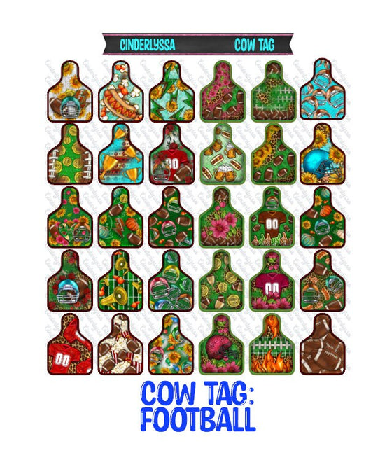 Cow Tag: Football Theme Silicone Mold, Aroma Bead Molds, Car Freshener Mold, Car Freshies, Premium Cardstock Images