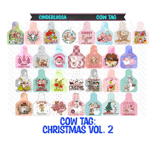Cow Tag: Christmas Vol. 2 Theme Silicone Mold, Aroma Bead Molds, Car Freshener Mold, Car Freshies, Premium Cardstock Images