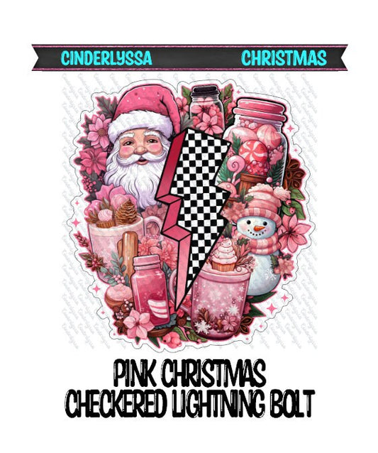 Pink Christmas Checkered Lightning Bolt with Snowman Silicone Mold, Aroma Bead Molds, Car Freshener Mold, Premium Cardstock Freshies