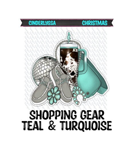 Shopping Gear Teal & Turquoise, Disco Ball, Cup, Hey Dudes Silicone Mold, Aroma Bead Molds, Car Freshener Mold, Premium Cardstock Images