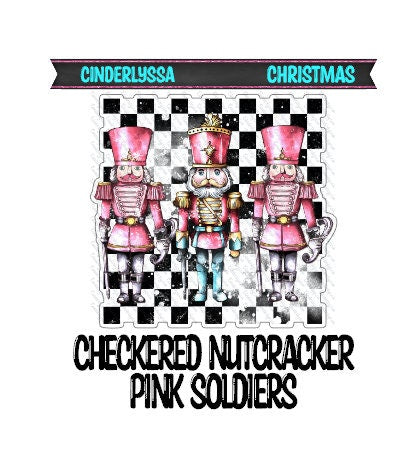 Checkered Nutcracker Pink Soldiers Silicone Mold, Aroma Bead Molds, Car Freshener Mold, Premium Cardstock Images