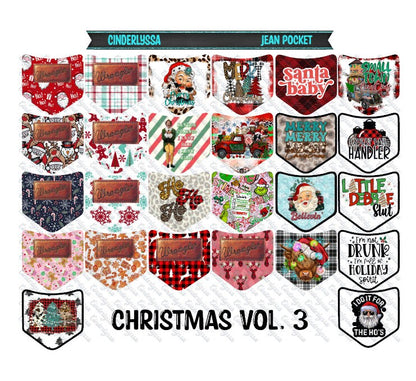 Christmas Vol. 3 - Jean Pocket Cardstock Image Inserts for Silicone Mold, Aroma Bead Molds, Car Freshener Mold, Cardstock Silicone Mold