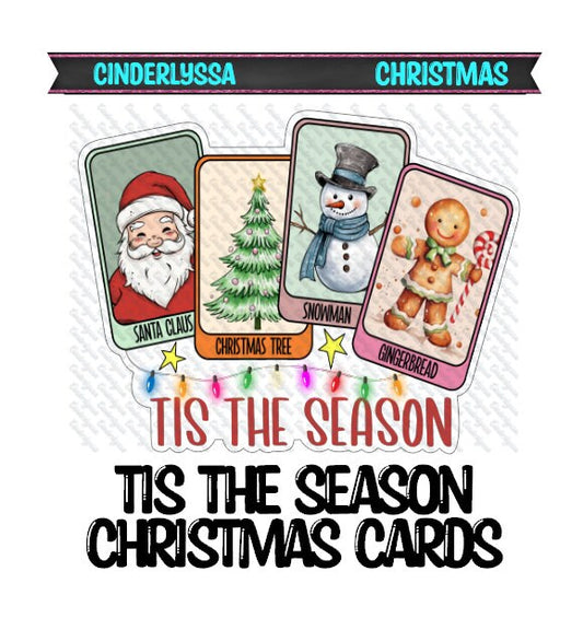 Tis the Season Christmas Cards-Santa, Snowman, Gingerbread Man Silicone Mold, Aroma Bead Molds, Car Freshener Mold, Premium Cardstock Images