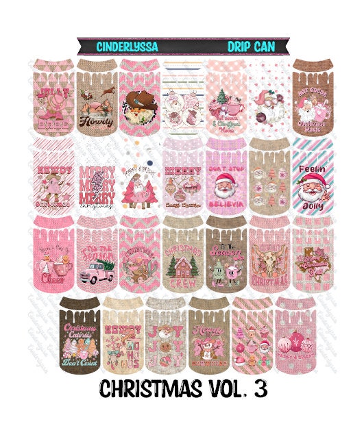 Drip Can - Christmas Vol. 3 - Burlap, Western Christmas, Santa Silicone Mold, Aroma Bead Molds, Car Freshener Mold, Premium Cardstock Images