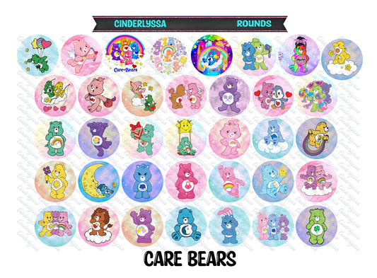 3 inch Round Care Bears Cardstock Only for freshies -NO MOLD: Silicone Mold, for Aroma Bead Molds, Car Freshener, Premium Cardstock Image