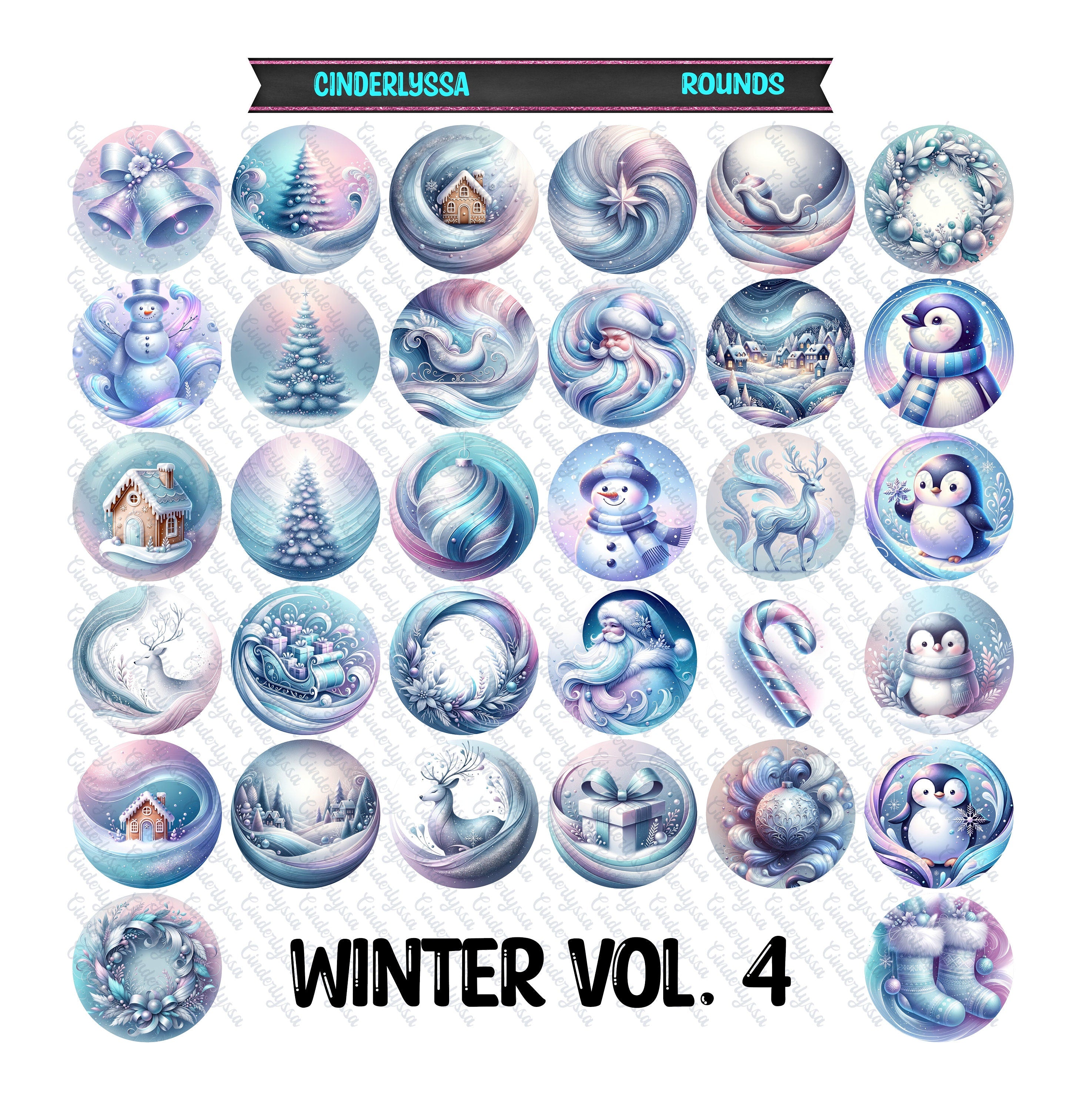 3 inch Round Winter Vol. 4 Cardstock Only for freshies: Silicone Mold ...