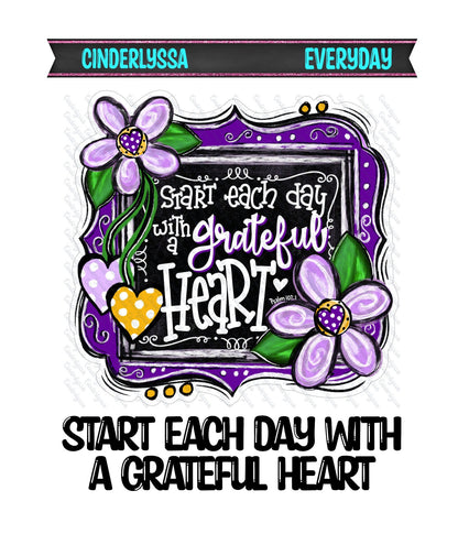 Start Each Day with a Grateful Heart - Flowered Frame Silicone Mold, Aroma Bead Molds, Car Freshener Mold, Premium Cardstock Images