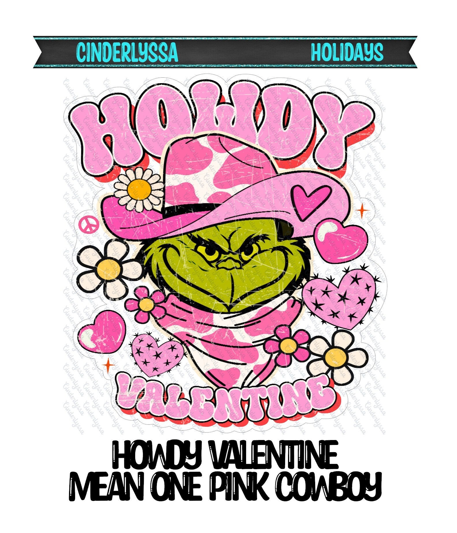 Howdy Valentine Mean One Pink Cowboy Silicone Mold, Aroma Bead Molds, Car Freshener Mold, Premium Cardstock