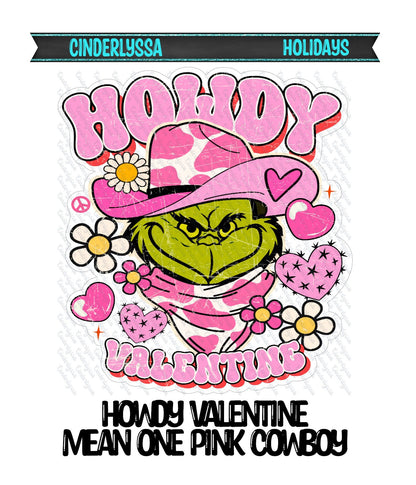 Howdy Valentine Mean One Pink Cowboy Silicone Mold, Aroma Bead Molds, Car Freshener Mold, Premium Cardstock