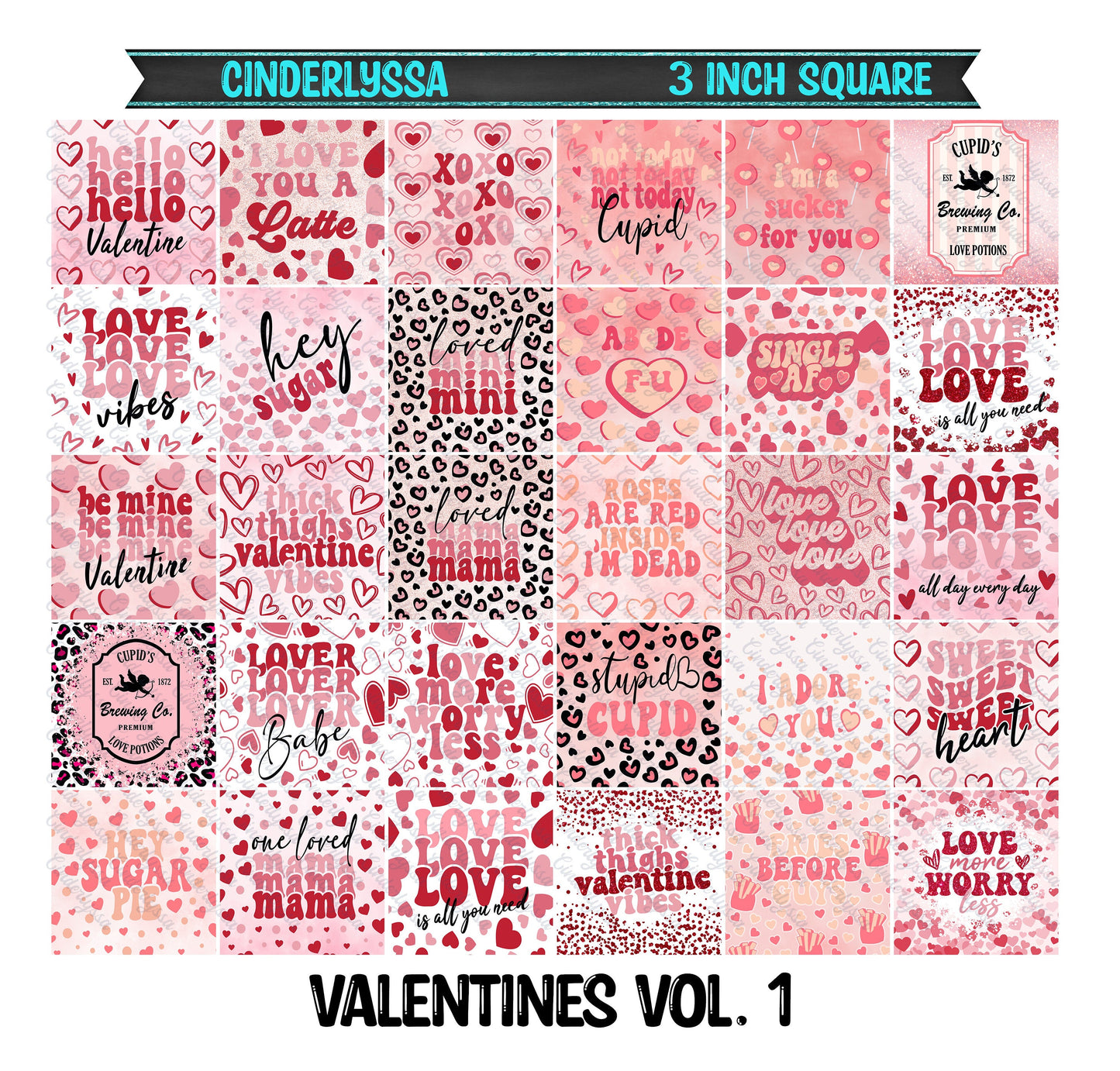 3 inch Square: Valentines Vol. 1 Theme Cardstock/Picture With Beveled Edge Silicone Mold, Aroma Bead Molds, Car Freshener Mold