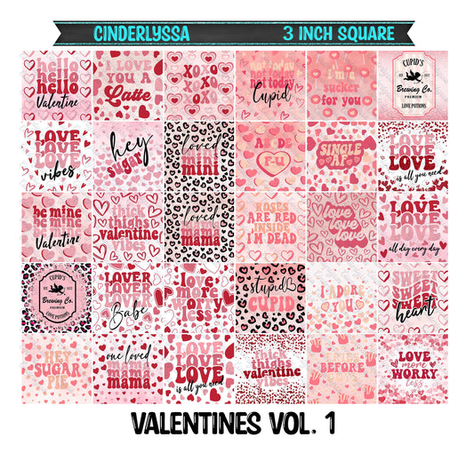 3 inch Square: Valentines Vol. 1 Theme Cardstock/Picture With Beveled Edge Silicone Mold, Aroma Bead Molds, Car Freshener Mold