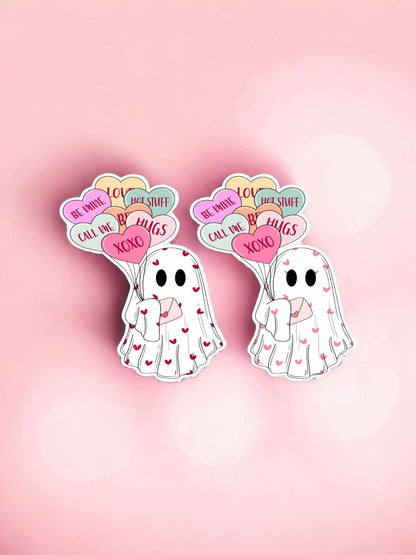 Ghost Holding Valentine Candy Balloons & Envelope Silicone Mold, Aroma Bead Molds, Car Freshener Mold