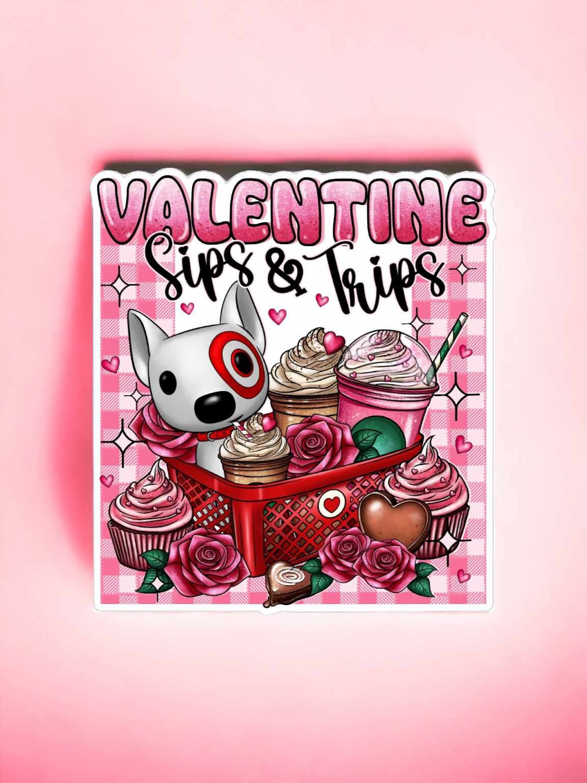 Sips & Trips Target Valentine with Dog, Cupcakes, and Coffee Silicone Mold, Aroma Bead Molds, Car Freshener Mold, Premium Cardstock