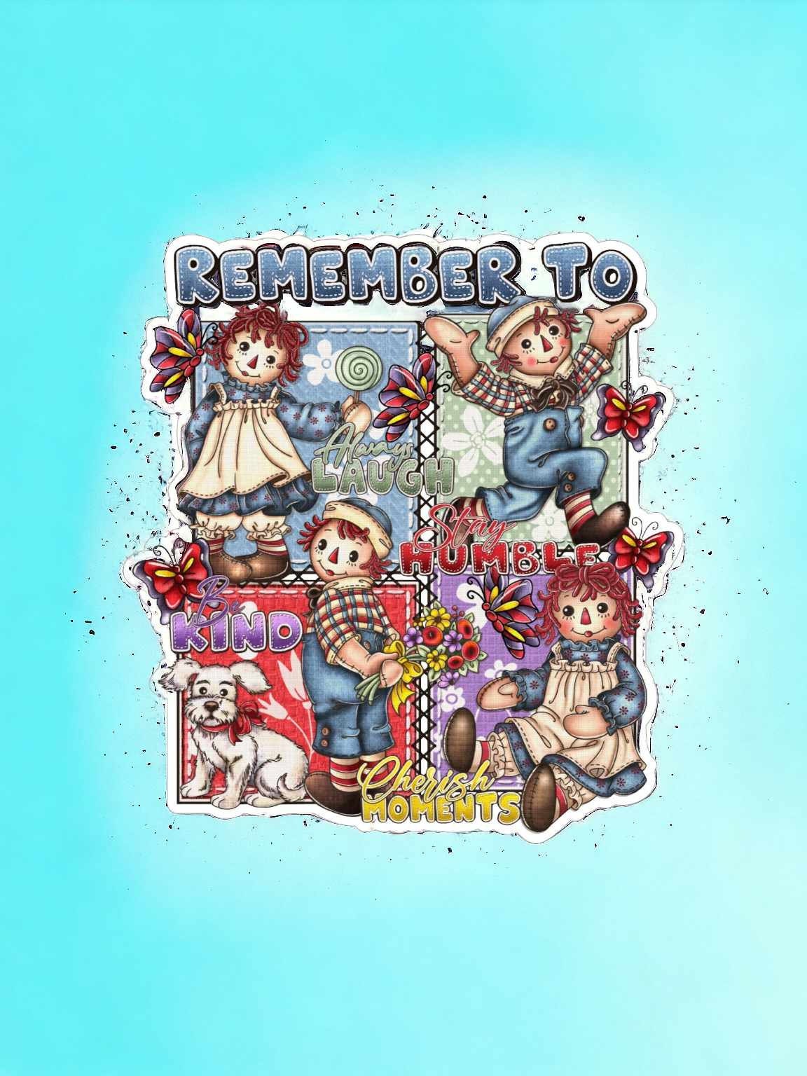 Raggedy Ann & Andy Collage Remember To Silicone Mold, Aroma Bead Molds, Car Freshener Mold, Premium Cardstock Images