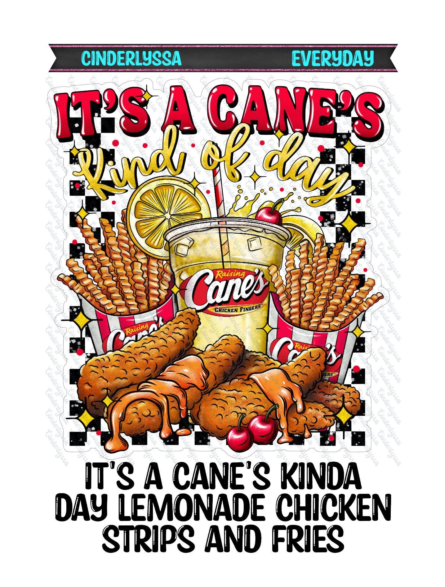 It's a Cane's Kind of Day Lemonade Chicken Strips & Fries Silicone Mold, Aroma Bead Molds, Car Freshener Mold, Premium Cardstock Images