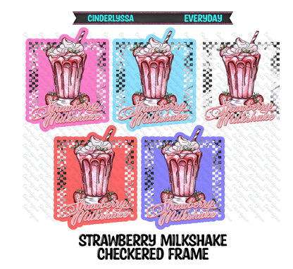 Strawberry Milkshake Checkered Frame Silicone Mold, Aroma Bead Molds, Car Freshener Mold, Premium Cardstock Images