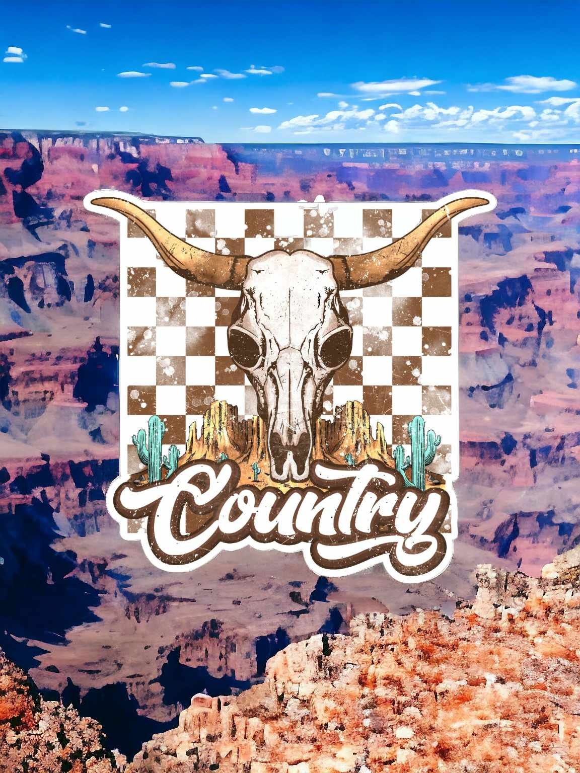 Country Western Checkered Bull Skull Distressed Silicone Mold, Aroma Bead Molds, Car Freshener Mold, Premium Cardstock Images