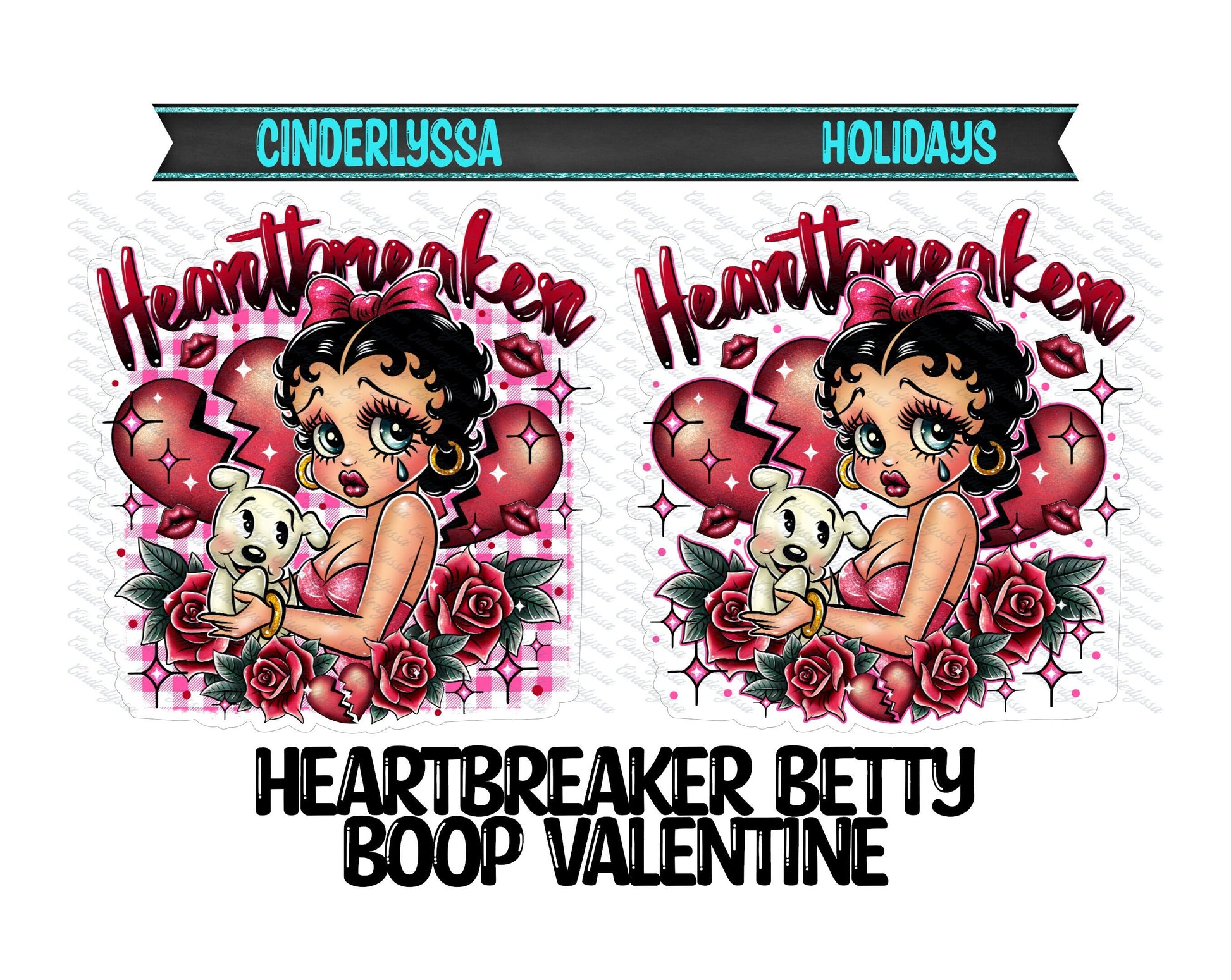 Heartbreaker Betty Boop Valentine Silicone Mold, Aroma Bead Molds, Car Freshener Mold, Vent Clip, Premium Cardstock Images