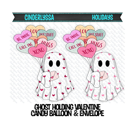 Ghost Holding Valentine Candy Balloons & Envelope Silicone Mold, Aroma Bead Molds, Car Freshener Mold