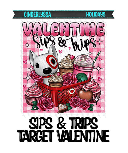Sips & Trips Target Valentine with Dog, Cupcakes, and Coffee Silicone Mold, Aroma Bead Molds, Car Freshener Mold, Premium Cardstock