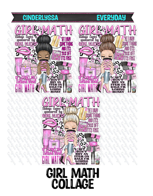 Girl Math Collage Silicone Mold, Aroma Bead Molds, Car Freshener Mold, Premium Cardstock Images