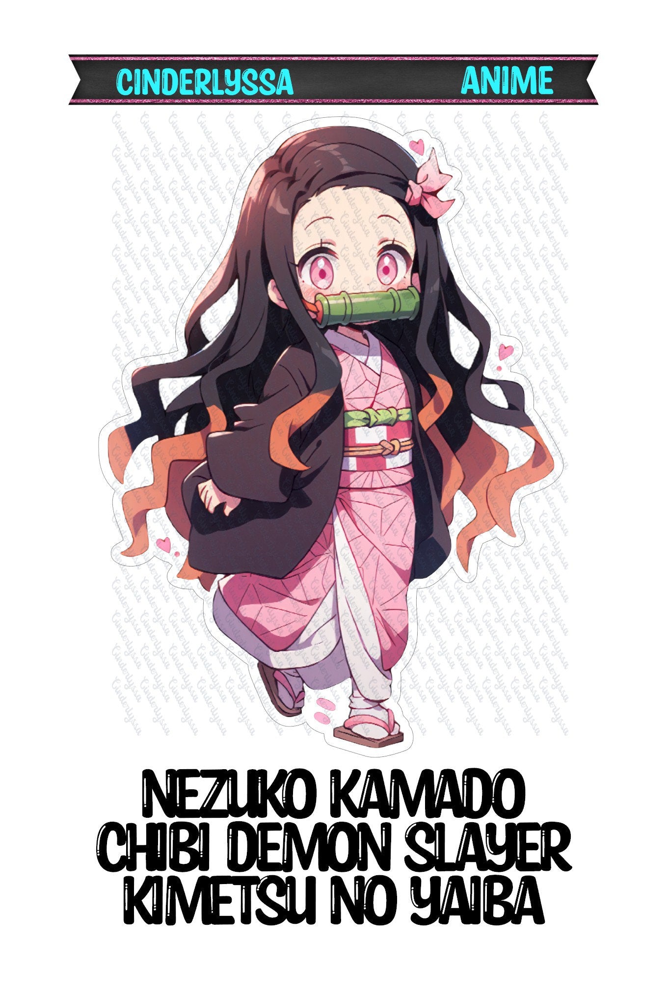 Nezuko Kamado Chibi Demon Slayer Kimetsu No Yaiba Silicone Mold, Aroma Bead Molds, Car Freshener Mold, Premium Cardstock Images