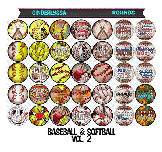 3 inch Round Baseball/Softball Vol. 2 Cardstock Only for freshies: Silicone Mold, Aroma Bead Molds, Car Freshener, Premium Cardstock Images
