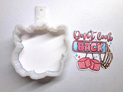 Don't Look Back Skellie Mirror & Dice Hanging Silicone Mold, Aroma Bead Molds, Car Freshener Mold, Premium Cardstock Images