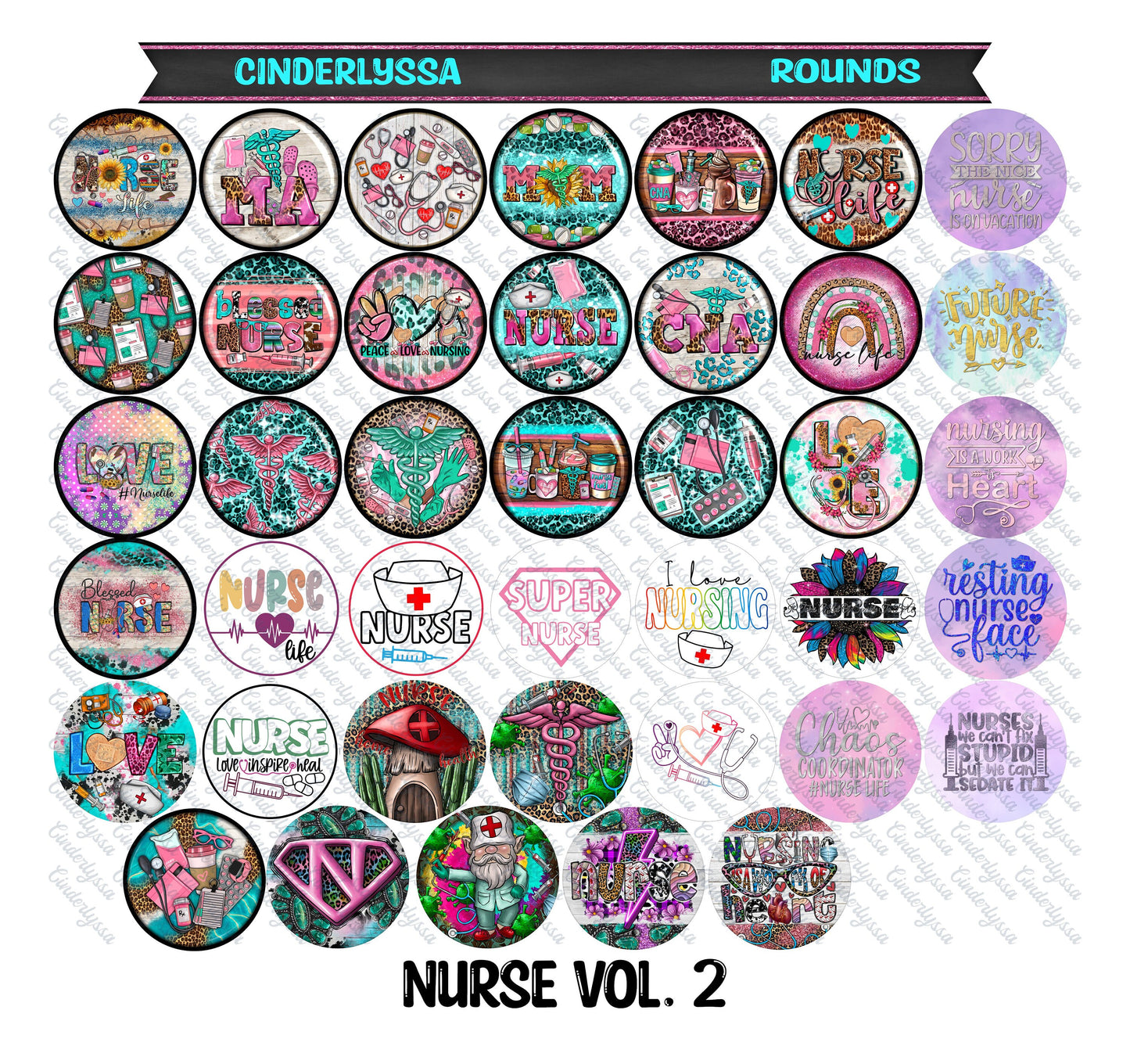 2.5 inch Round Nurse Vol. 2 Cardstock Only for freshies: Silicone Mold, for Aroma Bead Molds,Car Freshener, Premium Cardstock Images-NO MOLD