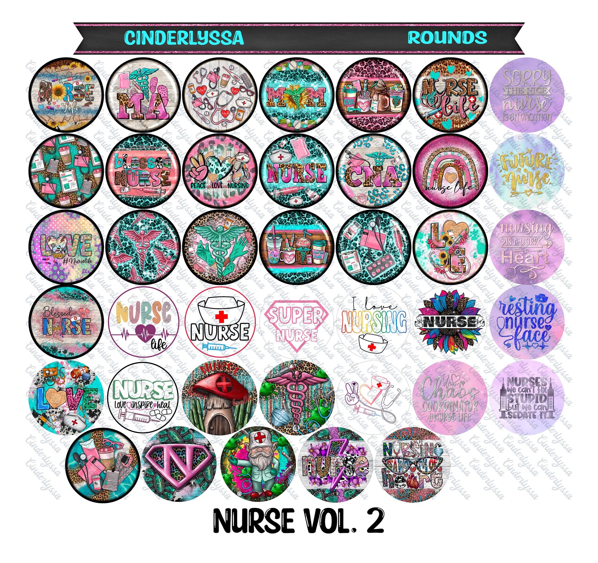 2.5 inch Round Nurse Vol. 2 Cardstock Only for freshies: Silicone Mold, for Aroma Bead Molds,Car Freshener, Premium Cardstock Images-NO MOLD