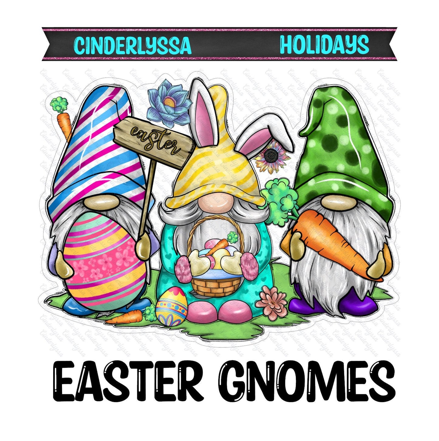 Easter Gnomes with Egg, Basket, Carrot & Flowers Silicone Mold, Aroma Bead Molds, Car Freshener Mold, Premium Cardstock Images