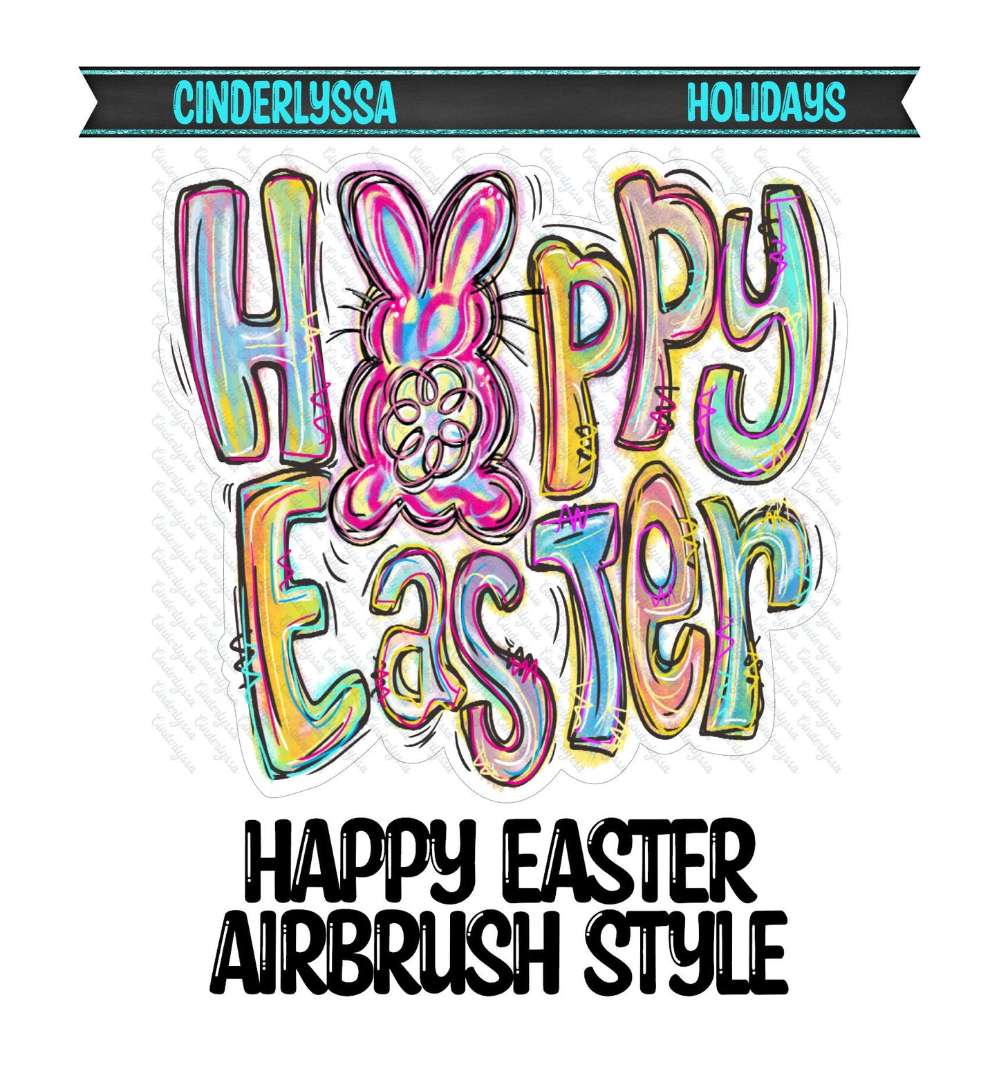 Happy Easter Airbrush Style with Bunny Silicone Mold, Aroma Bead Molds, Car Freshener Mold, Premium Cardstock Images