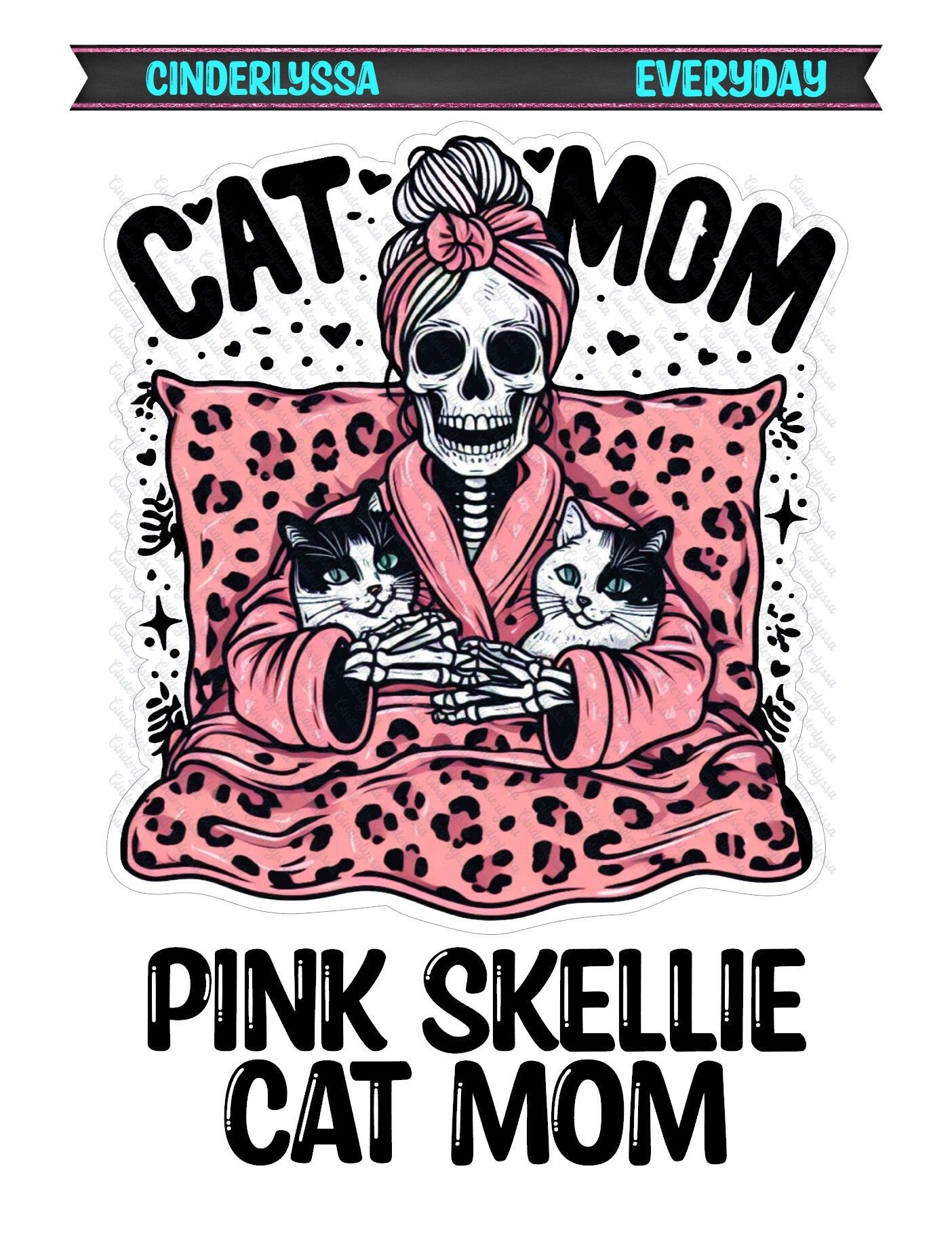 Pink Skellie Cat Mom Silicone Mold, Aroma Bead Molds, Car Freshener Mold, Premium Cardstock Images