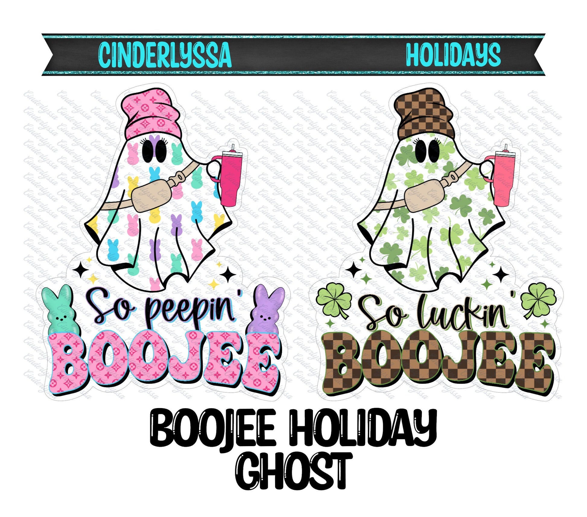 Boujee Holiday Ghost: Easter & St. Patrick's Day Silicone Mold, Aroma Bead Molds, Car Freshener Mold, Premium Cardstock Images