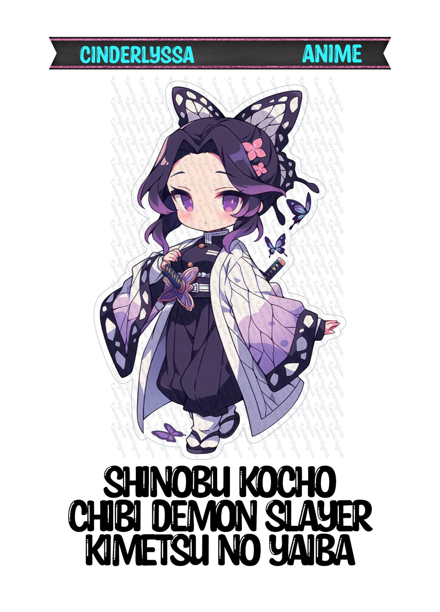 Shinobu Kamado Chibi Demon Slayer Kimetsu No Yaiba Silicone Mold, Aroma Bead Molds, Car Freshener Mold, Premium Cardstock Images