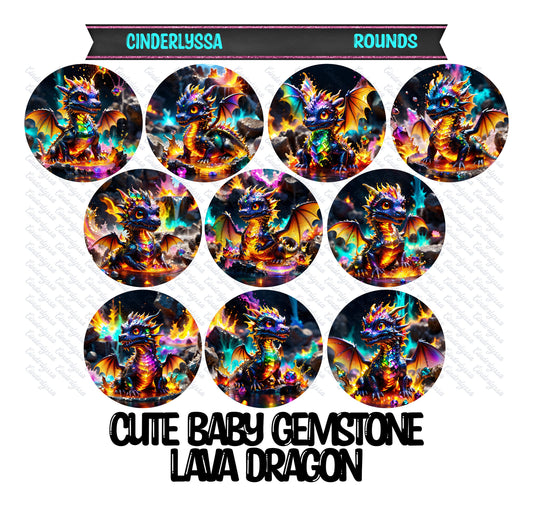 3 inch Round Cute Baby Gemstone Lava Dragon Cardstock Only for freshies -NO MOLD: Aroma Bead Molds, Premium Cardstock Image