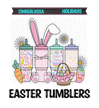 Easter Tumblers with Bunny Ears, Basket, Flowers & Carrot Silicone Mold, Aroma Bead Molds, Car Freshener Mold, Premium Cardstock Images