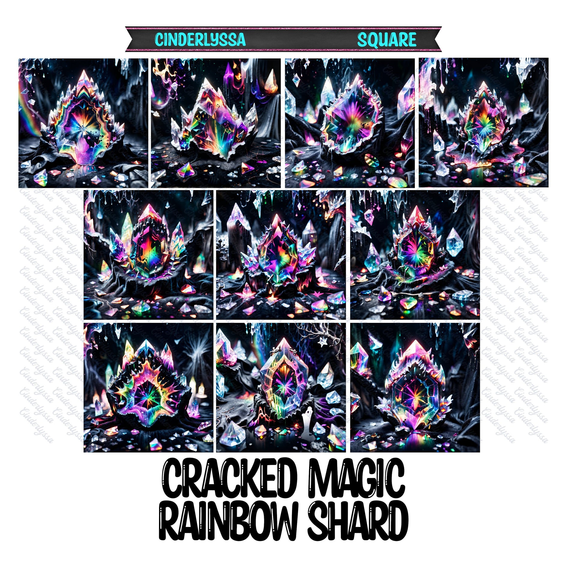 2.5 inch Square Cracked Magic Rainbow Shard Cardstock Only for freshies -NO MOLD: Aroma Bead Freshies, Car Freshener,Premium Cardstock Image